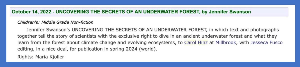 SO excited to announce that I'm finally working with the fabulous <a href="/CarolCHinz/">Carol Hinz (on hiatus)</a> on a book!! And honored to be able to tell this amazing story w/<a href="/NUMarSci/">NU Marine & Enviro Sci</a>
 #scientists  #underwaterforest #ocean #climatechange #ecosystems #sciencerocks 
<a href="/Aquanaut1967/">Brian Helmuth</a> @Aquanaut1957 @SteamTeamBooks
