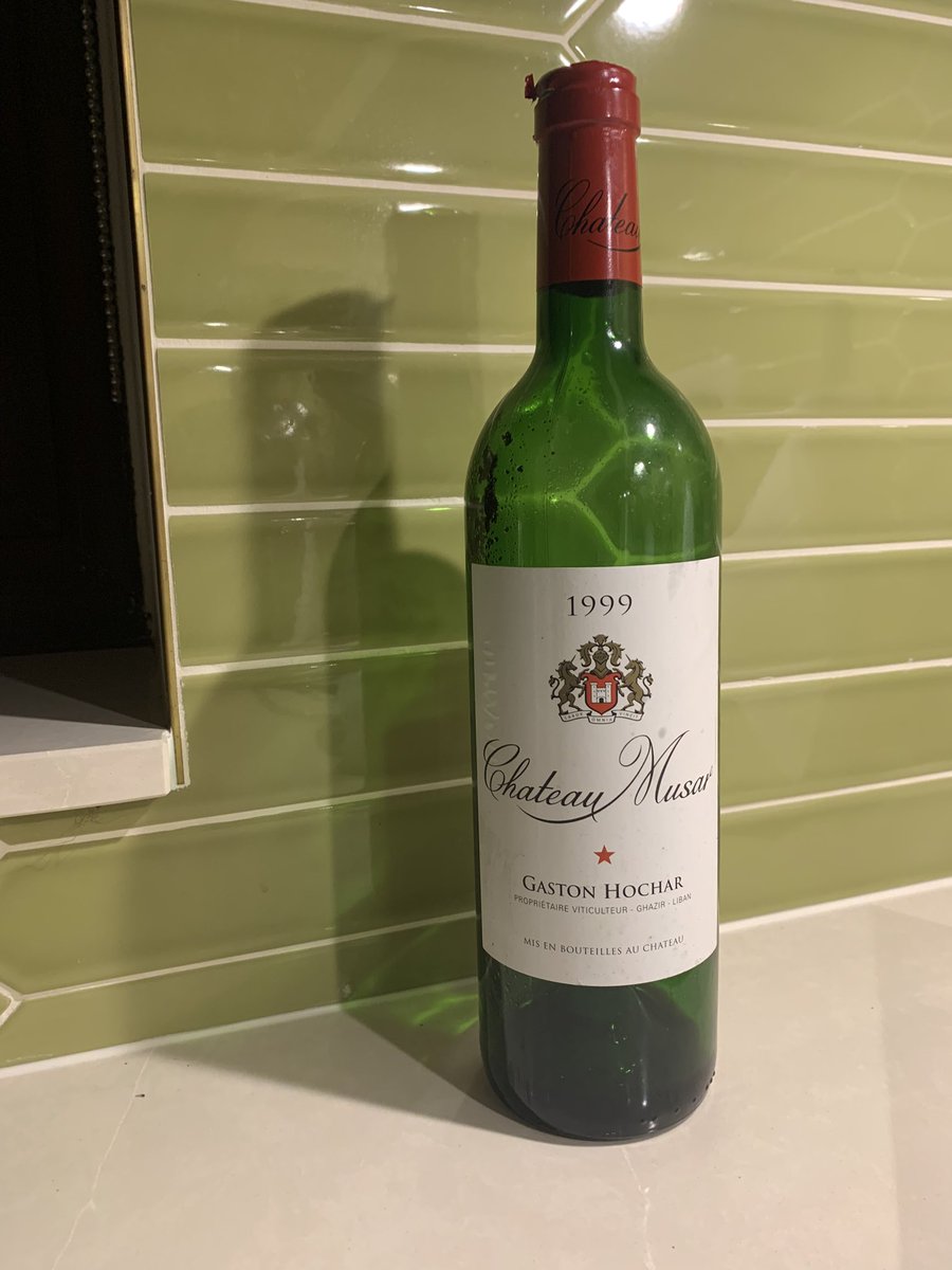 Opened this beauty tonight to celebrate the safe installation of my new knee. We bought a case quite a while ago and were worried the last couple of bottles may have been too old. It drank really well with spices, lirococe and a very smooth long finish.#chateaumusar