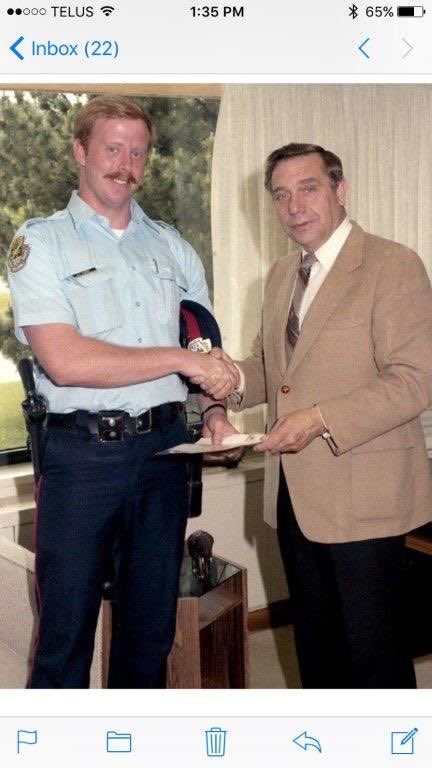 A much younger me with Chief Harding in the 80sJim was an incredible leader, My first chief,mentor and friend to many of us.Jim passed away today at the Joseph Brant hospital. Jim you will be greatly missed by Paula, your family, and your many police friends and admirers ThankU