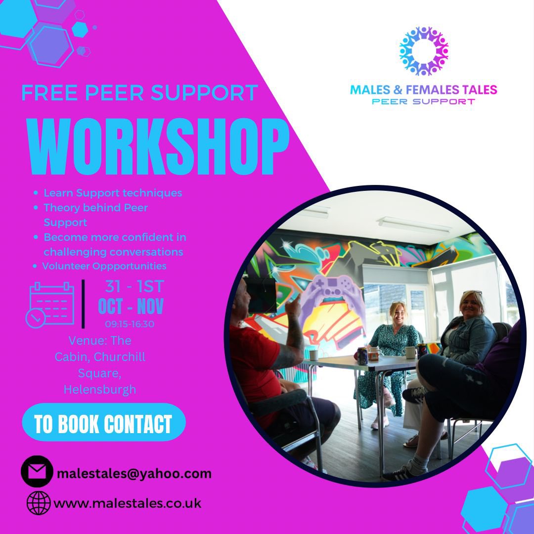 2 places have become available on this free peer support workshop tonight.
Email malestales@yahoo.com if interested.
<a href="/AdvisorPupil/">Emer Flett - Service Pupil Advisor Helensburgh</a> <a href="/FFirst62/">FunFirst62</a> <a href="/helensburghadv/">Helensburgh Advertiser</a> <a href="/Helensburgh_RT/">HelensburghRT</a> <a href="/HallHelensburgh/">HelensburghCommunityHub</a> <a href="/submarinefamily/">TSF</a> <a href="/HermitageAcad/">Hermitage Academy</a> @LiveArgyll <a href="/Argyll_ButeTSI/">Argyll&Bute TSI</a> <a href="/argyllandbute/">Argyll and Bute Council</a> <a href="/welinksaandb/">WeAreWithYou Argyll & Bute Links</a>
