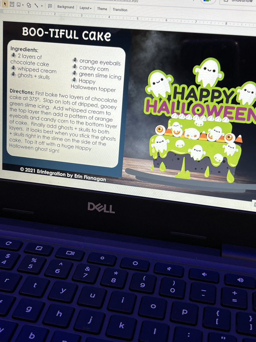 CLand_SWE's tweet photo. How well do 4th &amp; 5th graders follow directions? 🫣 Today we put that to the test! They had to read a variety of recipe cards to create a digital Halloween cake! From Batty Boo-Beery, to Eye Scream Cake, they did a great job! 💙⭐️
@HumbleISD_SWE 
@Erintegration https://t.co/o0fSHjnzo5