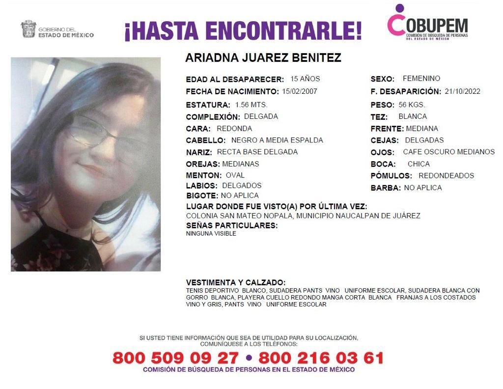 L0L43376797's tweet photo. ARIADNA quiere regresar a casa.
¡Ayúdanos a encontrarla!
Su familia está desesperada.

@botDesaparecidx 
@GobNau 
@SoyNaucalpan 
@ANaucalpan
@DuelesMexico_ https://t.co/0OONqPhzlD