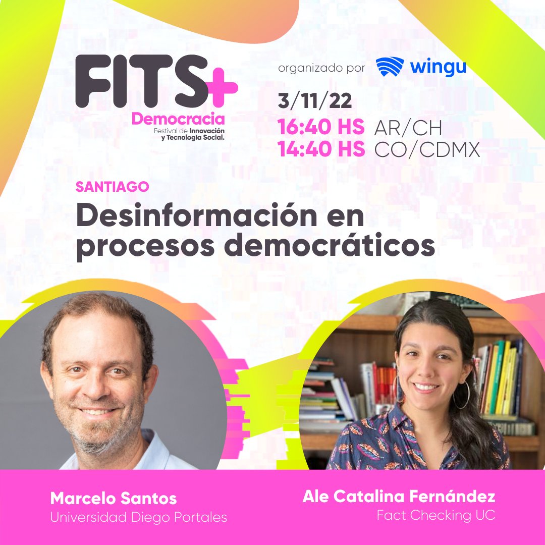 desdefits's tweet image. ¿Seguimos sumando debates muy potentes? ¡Por supuesto! 💥 “Desinformación en procesos democráticos” es la disertación que sucederá en #SantiagoDeChile sobre el #voto #libre e #informado, teniendo en cuenta los niveles de #desinformación que existen en los espacios #digitales.