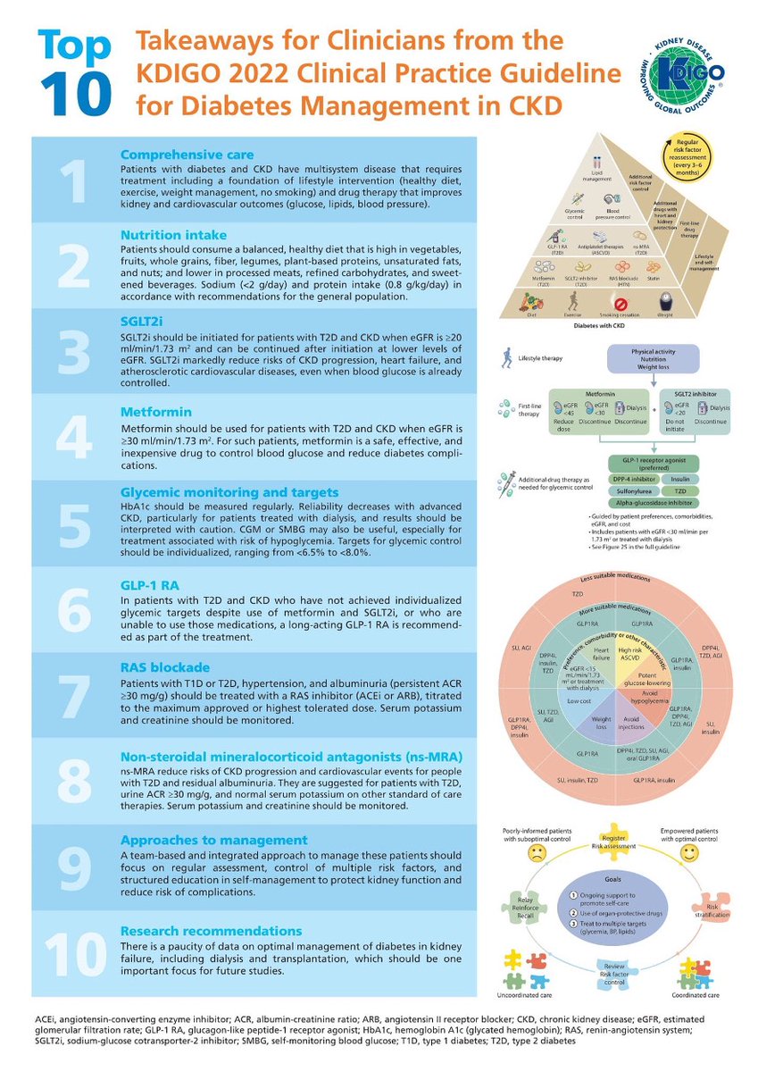 🔟 Decalogo de la guía KDIGO sobre el manejo de la enfermedad renal en el paciente con Diabetes Mellitus Infografia imprescindible!!!