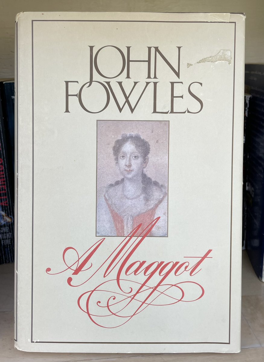 JackpotBook's tweet photo. 1985 Canadian hardcover of John Fowles’ “A Maggot,” read on a flight to Vienna? A perfect engrossing plane read. https://t.co/3i8Y62uJml
