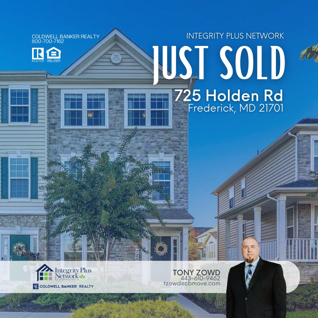 IntegrityPlusN's tweet photo. BEAT OUT MULTIPLE OFFERS...SOLD! Bought with the help of Tony Zowd!
📍 725 Holden Rd, Frederick, MD 21701
-
TONY ZOWD
443-610-9462
tzowd@cbmove.com
Office Phone: 800-700-7162
-
#integrityplusnetwork #ipn #coldwellbankerrealty #cbproud #sold #justsoldmaryland #soldfrederickmd https://t.co/PXGXUlGdwy