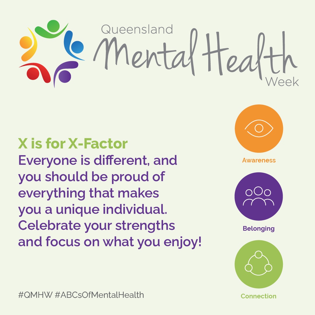 Everybody is different and your uniqueness helps make the world a better place 🌏️

Celebrate your strengths and focus on what you enjoy! Who knows, you might inspire somebody else to embrace themselves 💜💚

#ABCsOfMentalHealth