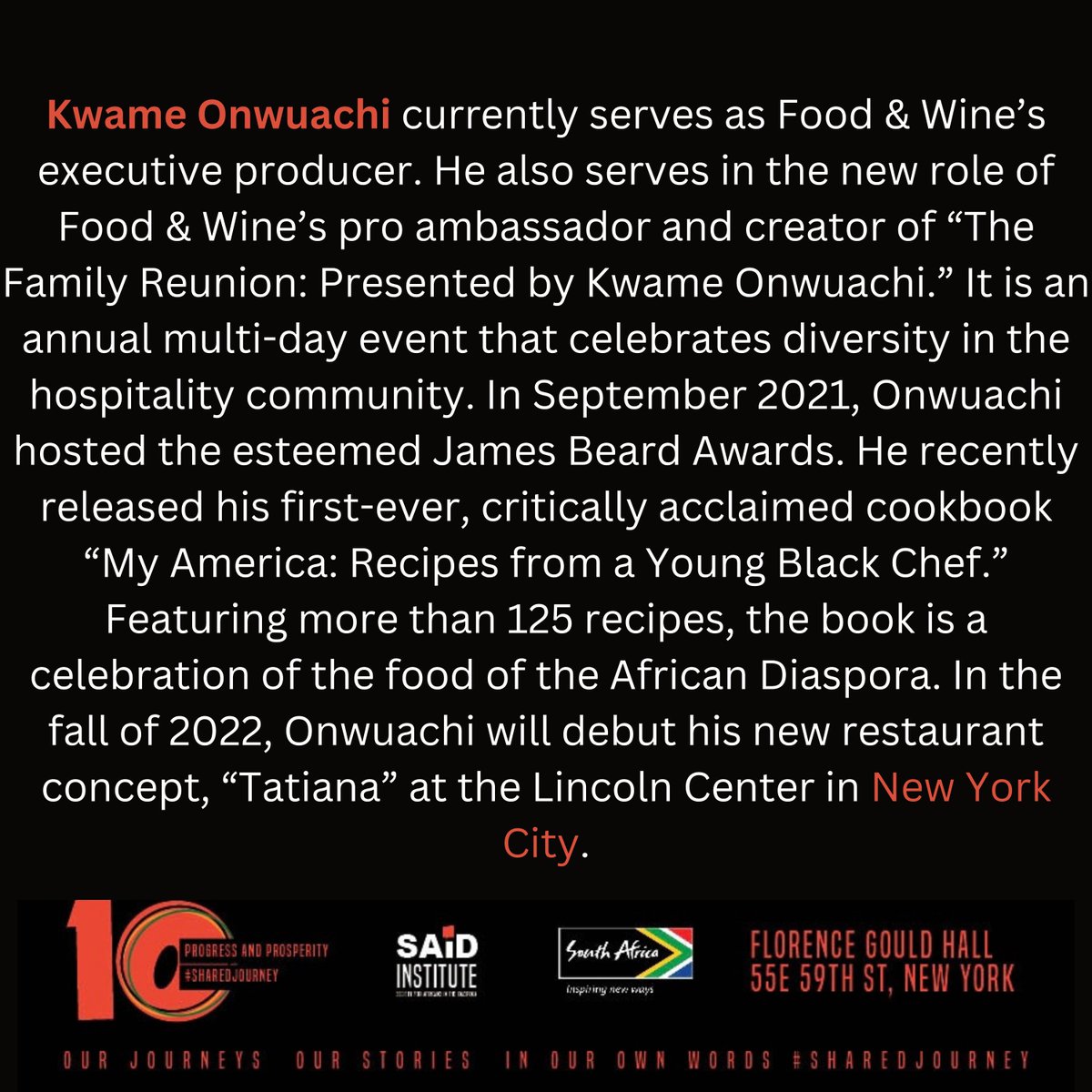 As we get ready to celebrate our 10th annual African Diaspora Awards allow us to introduce one of our 2022 esteemed honorees, <a href="/ChefKwame/">Chef Kwame Sam</a> Cheers to a #sharedjourney 🎉
#ADA2022 #NYC