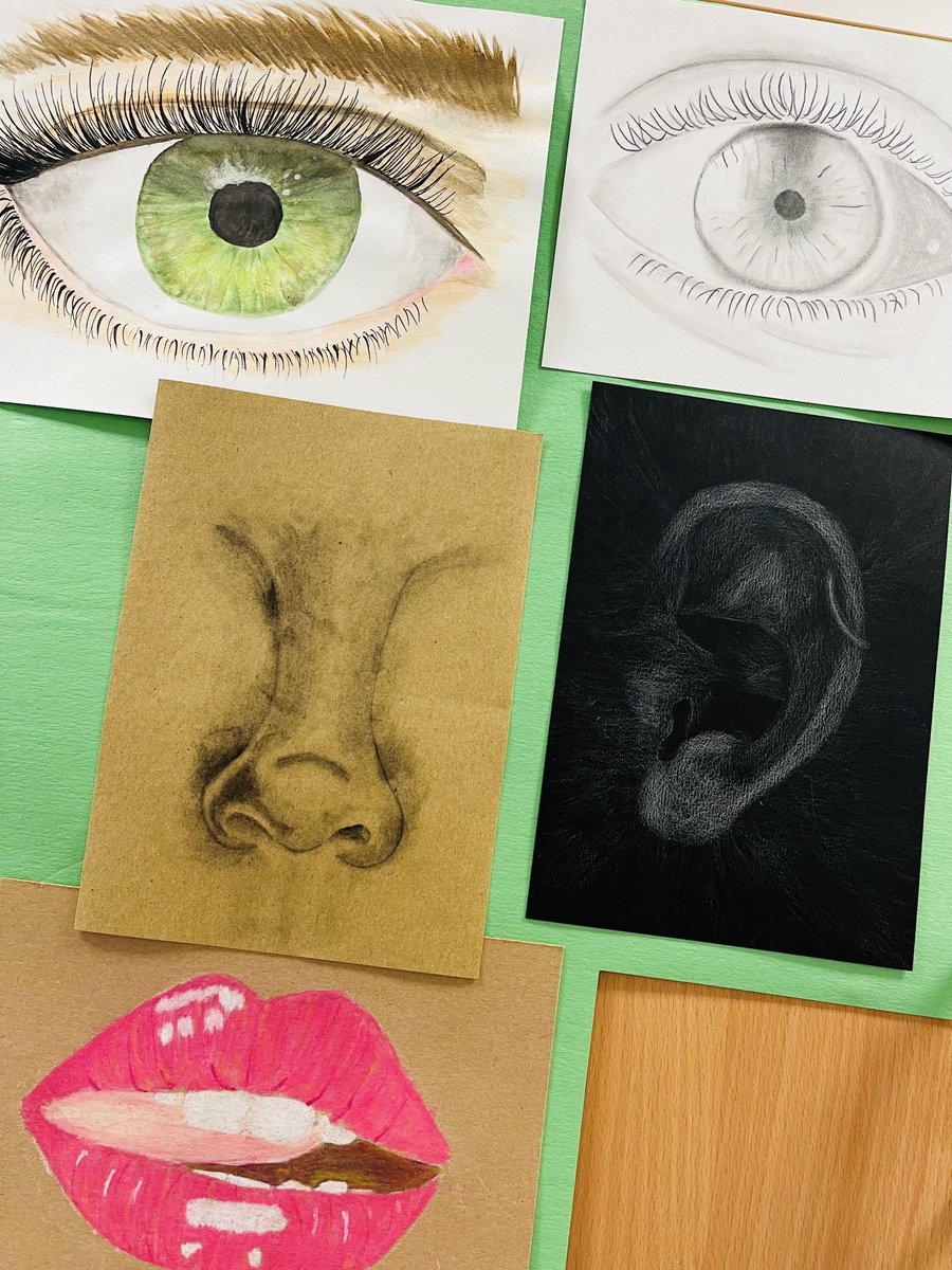 BeverleyDobbie's tweet photo. Some of the last pieces of work completed with pupils at ⁦@FHSCreativeArts⁩ before I move onto my new role at ⁦@LasswadeHSC⁩ on Monday, super excited! #creativity #mixedmedia #portraiture https://t.co/xOwxOenZeT