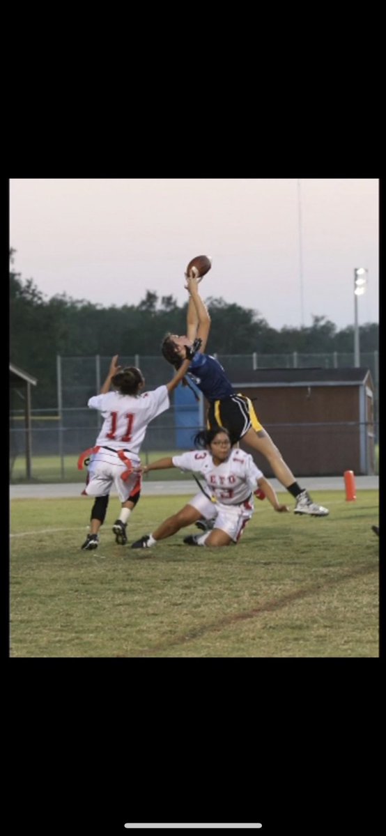 Excited to announce that we will be adding a new coach to the staff! Coach Delaney Cornock played center at Newsome from 2014-2017. She is thrilled to get back into the flag football world! Glad we could turn those wolf teeth into shark teeth!