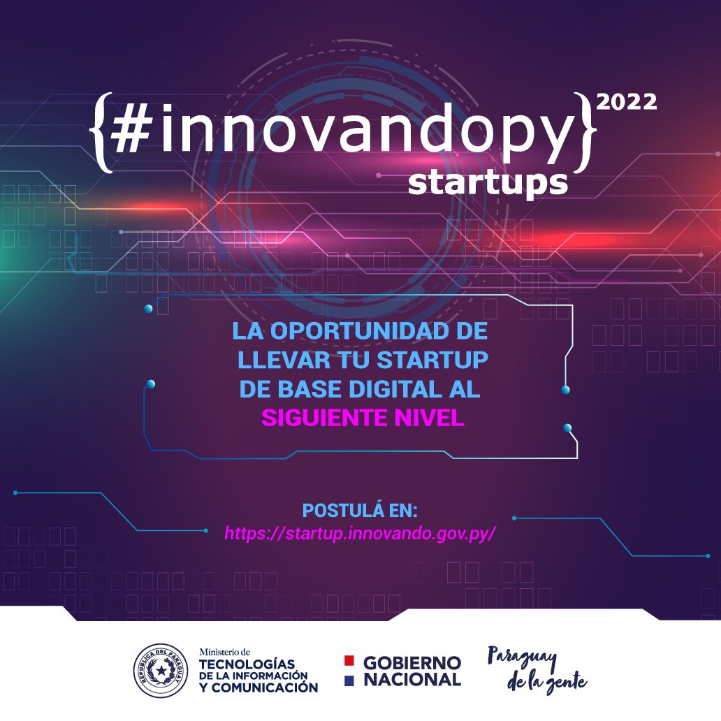 Miticpy's tweet image. ¡Volvió el concurso de innovación que estabas  esperando!

✨ #InnovandoPY | StartUps 2022 ✨


¿Estás listo para llevar tu #startup al siguiente nivel? 


¡Inscripciones abiertas! 



Postula en: startup.innovando.gov.py