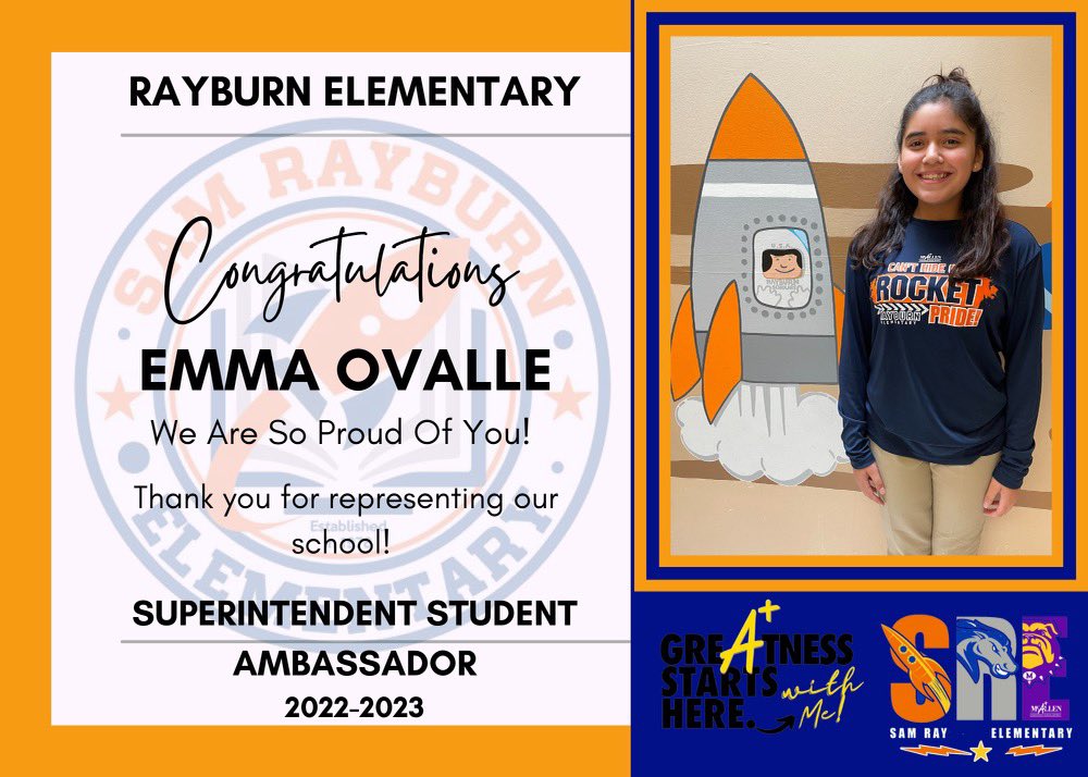 Rockets120's tweet photo. Honored to have Emma Ovalle represent our school as the Superintendent’s Student Ambassador! @McAllenISD @Rockets120 https://t.co/ezhphjQFdd