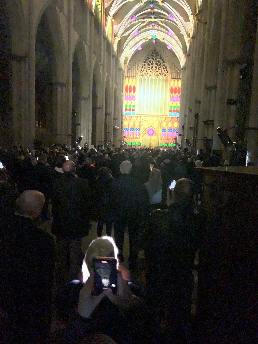 DaveLoweMusic's tweet photo. Absolutely awesome spectacle tonight @York_Minster @canonmaggie Great to be one of SO MANY people in our wonderful Minster tonight #AmazingCreativity https://t.co/buJ7GYW4GA