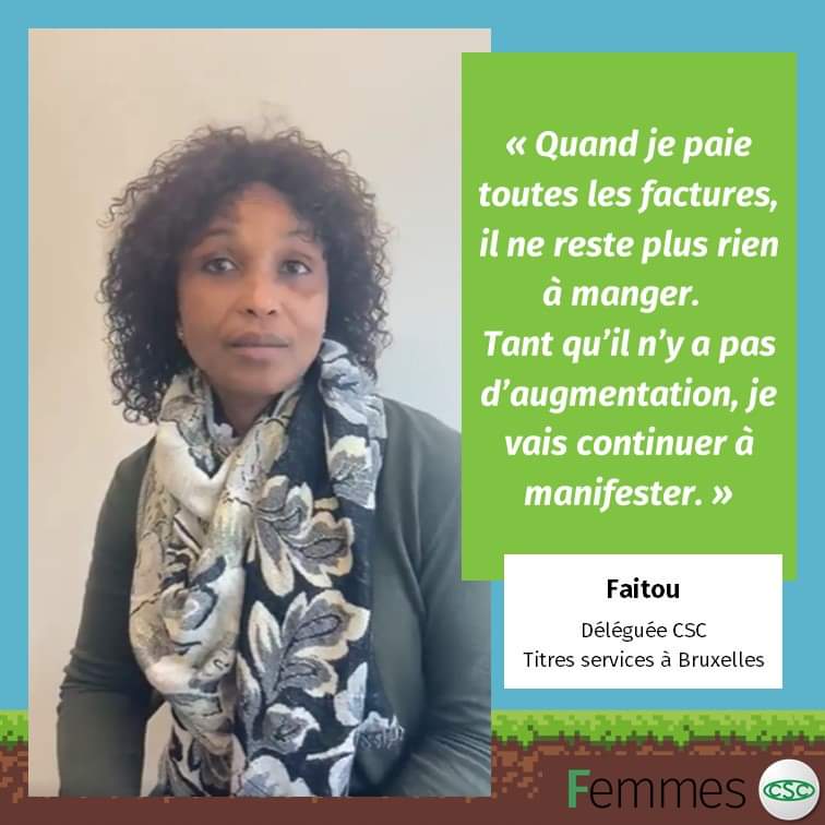 ✊Tout·e·s en actions et en GREVE générale le mercredi 9 novembre, avec Faitouet ses collègues! 
🛒Les travailleuses, avec et sans emploi, croulent! 🛒💸💡
Retrouvez le témoignage complet de Faitou👇 
facebook.com/Femmescsc/vide…