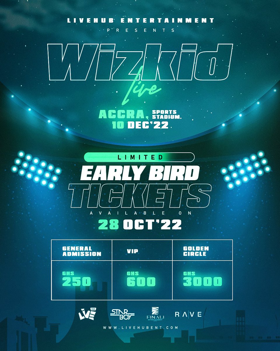 Early bird tickets ! #WizkidLiveAccra #livehubentertainment