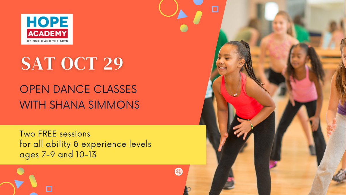 HopeAcademyArts's tweet photo. @shanasimmonsdnc offering 2 FREE classes at Hope Academy this SAT Oct 29. Registration link at https://t.co/sMD6jfCmSq https://t.co/ptZIDvam2Q