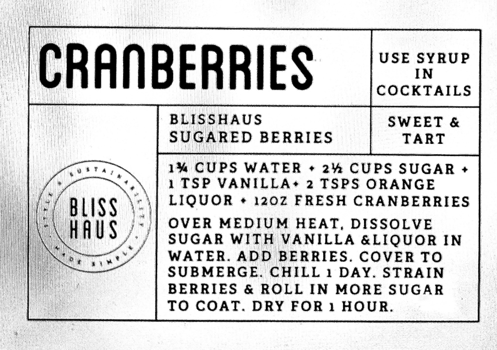 OH Boy!  November is here!⁠ Time to sugar our cranberries. ⁠
⁠
The tastiest cocktail treat ever—swipe right for the recipe.⁠
⁠
Order your jar today to have these babies ready for guests' pop-ins.⁠
⁠
#holidaytreat⁠ #Blisshaus - Pretty #pantrywithapurpose⁠