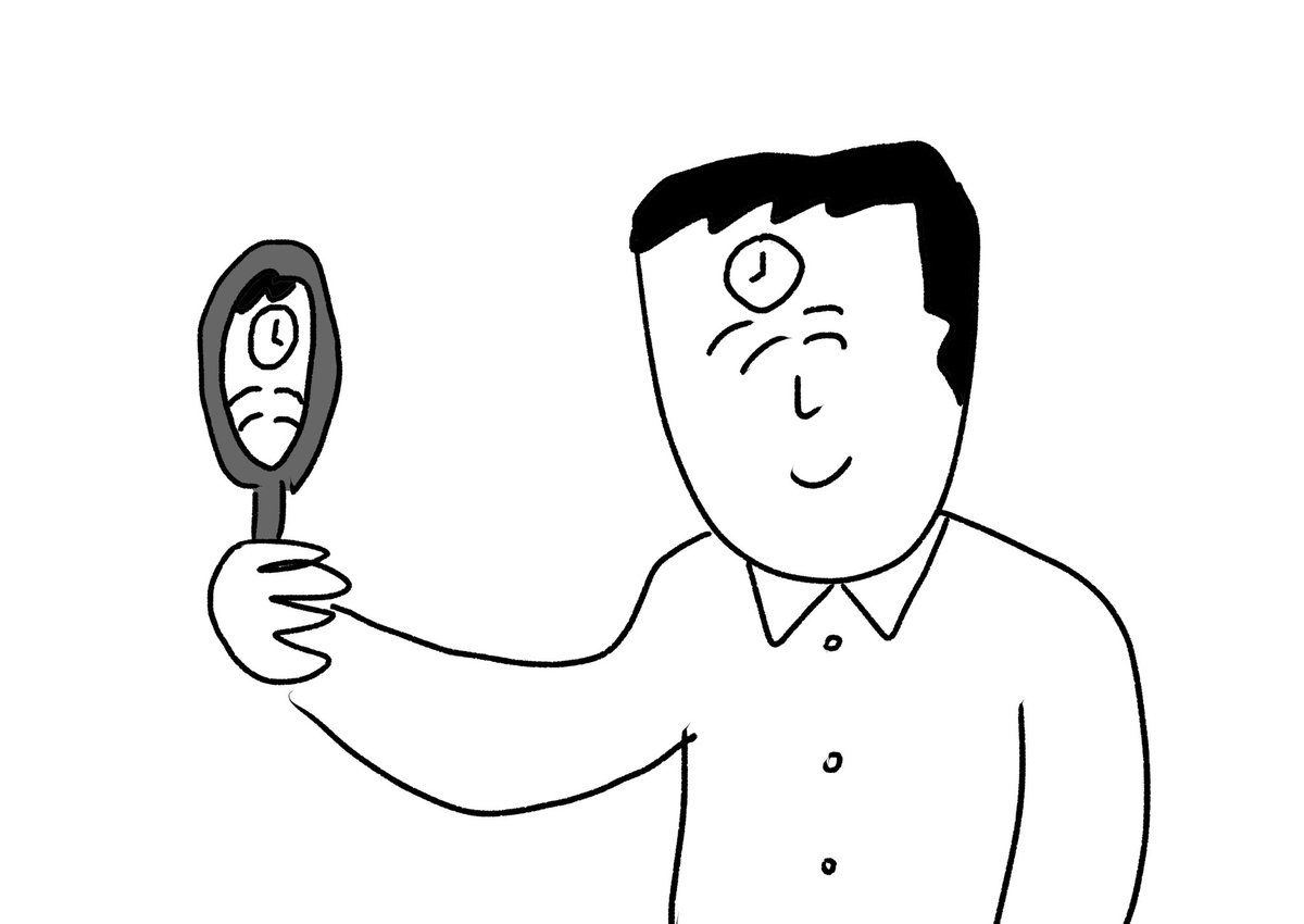 おでこに埋め込んだ時計で時間を確認する
#おほまんが 