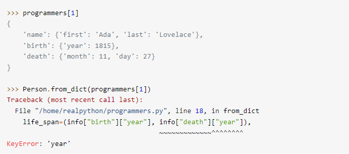 realpython's tweet photo. Isn't this beautiful? 😍

Python 3.11 improved error traceback messages will show the specific place where the error is happening. 🔥

Did you already try it? https://t.co/E931FEMIIX