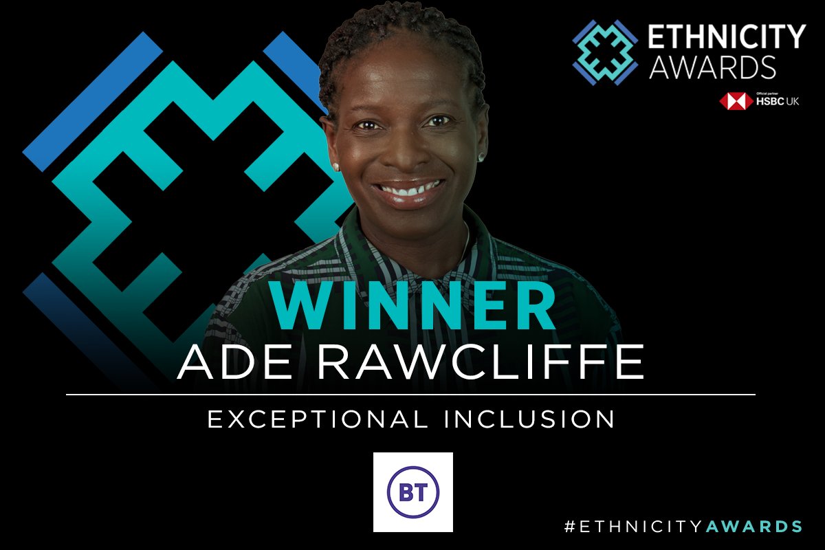 And the winner of our brand new <a href="/BT/">BT</a> Exceptional Inclusion award is….

Ade Rawcliffe from <a href="/ITV/">ITV</a>! 😍 😍 😍 

Ade has truly gone above and beyond to advocate for change, and we're so here for it!
#EthnicityAwards
