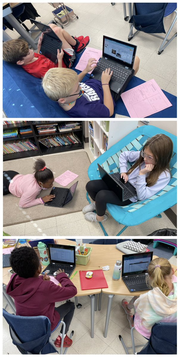 4th grade students researching Historic Landmarks and creating brochures using Google Slides for their Unit 1 Project Based Inquiry. @HoneygoElem @BCPS_ELA #BCPSmyview