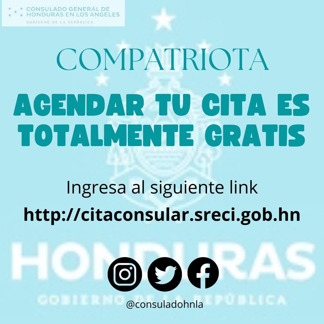 consuladohnla's tweet photo. Agendar tu cita es un trámite personal y GRATUITO, si la plataforma te presenta algún mensaje de error envíanos un mensaje privado para poder asistirte 

https://t.co/AsG8ai9iBV https://t.co/1dtYZkYa9C