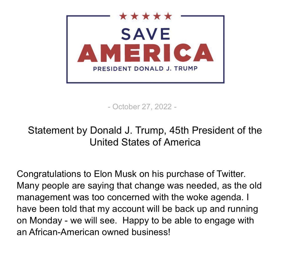 While this is an amazingly funny press release, it’s fake. Trump didn’t release this.