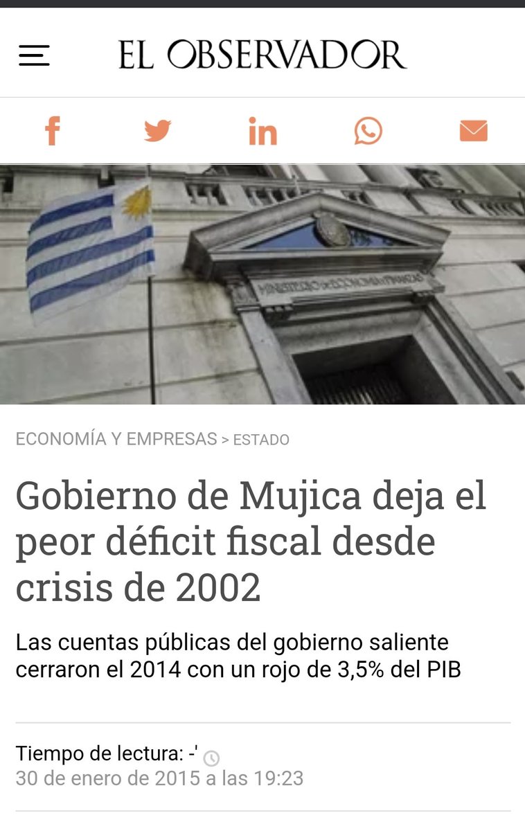 LibrePensadorUy's tweet photo. Gobierno de Mujica deja  el peor deficit fiscal desde la crisisis del 2002 https://t.co/0tkG6gO4kM