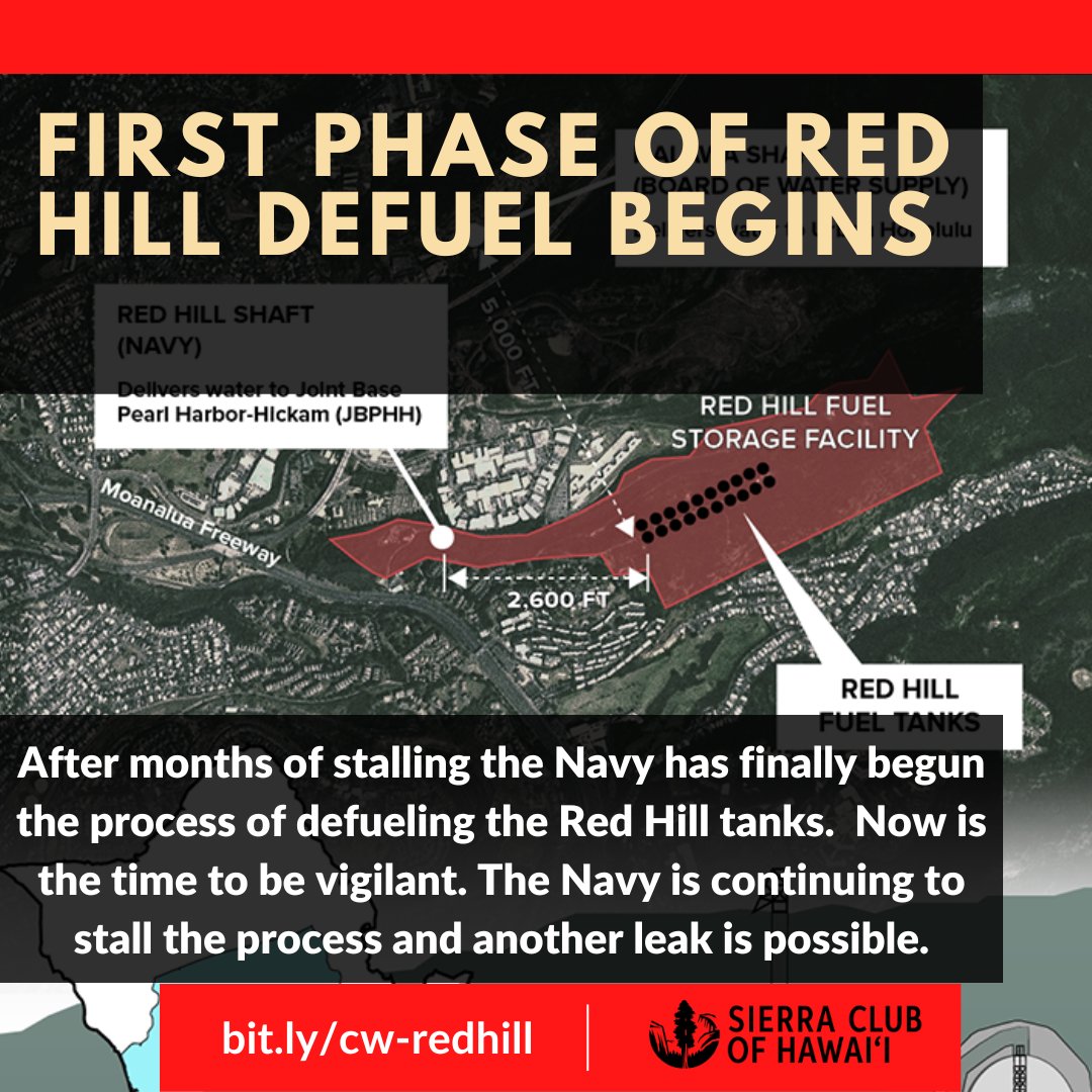 The first phase of defueling Red Hill has finally begun but now is the most critical time for us to be vigilant. The Navy has proven time and again they cannot be trusted and the chance for spills during the defueling is high. Stand together Hawaiʻi, we must save our water!