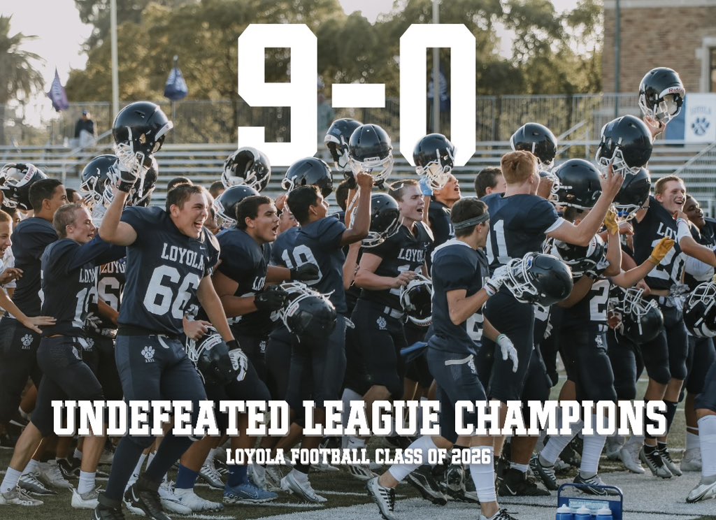 LoyolaAthletics's tweet photo. Congrats to our @LoyolaFB Freshman team on completing the perfect season (9-0) with today’s 61-8 win at St. Francis! 🏆

The Class of 2026 squad outscored teams by a combined 374-66 margin (avg: 41-7) and never allowed more than 14 pts in a single game.

#AMDG | #LoyolaFootball https://t.co/Y6pTQvmCL1