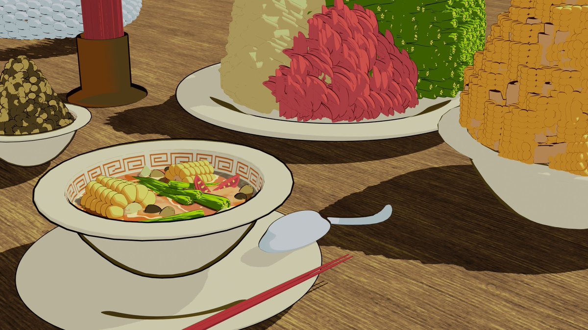 JizoEmma2's tweet photo. @irid192mk なるほど！以前投稿した食材の積み上げの不自然さもこういう風にGeometry Nodes を使うと良いかもですね　ありがとうございます https://t.co/sVgkIxF7JQ