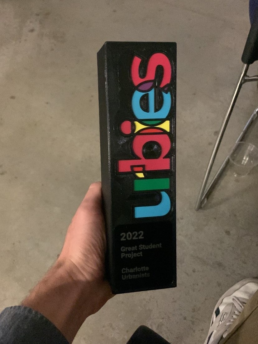 CLT_Urbanists's tweet photo. Tonight we were thrilled to accept the award for "Great Student Project" at the 2022 Urbies!

@CLT_COAA @marynewsom @MCH_urbandesign @CLTdevelopment  

https://t.co/6qrkt70jnA https://t.co/YXfU0xOBXX