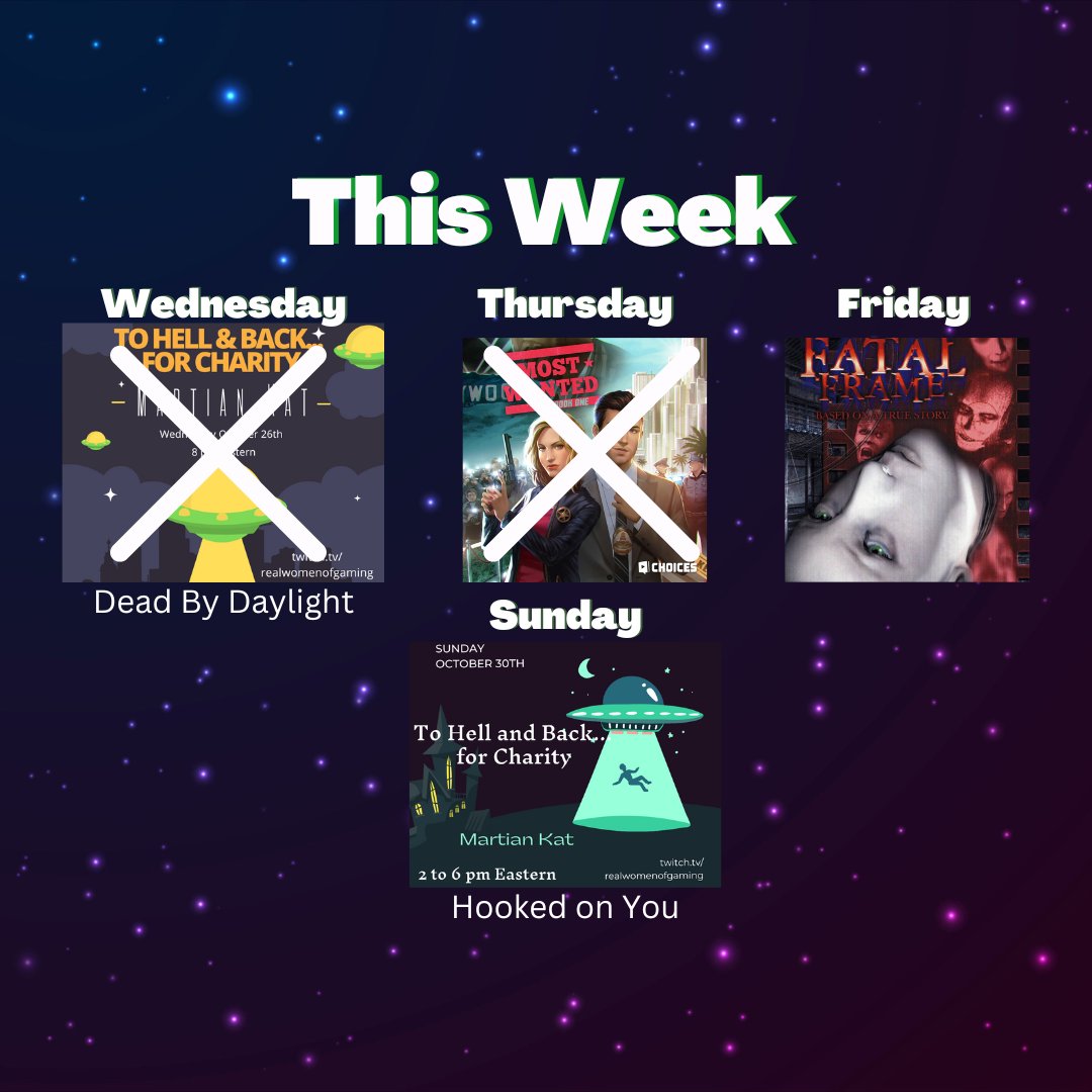 Thank you for hanging out and supporting the stream in all the ways that you do. Two more streams this week! 

- Fri w/ <a href="/BitchinCupcake/">Cuppy</a> 
- Sun playing Hooked on You w/ <a href="/jingothefool/">Jingo Bells</a>