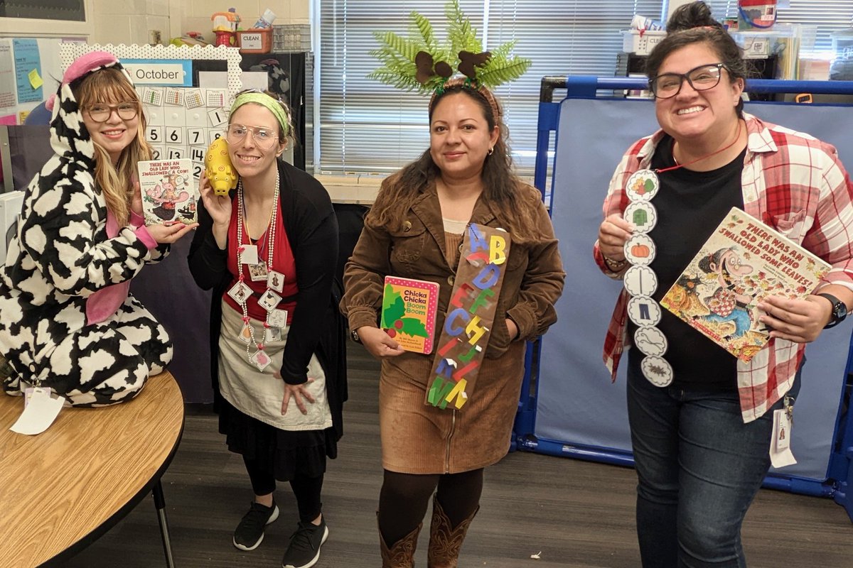 teachinggold's tweet photo. Storybook character day and Fall Festival means a long fun day @gheeagles ! We had Old Ladies who swallowed Leaves and Cows, the cow who got swallowed, and Chicka Chicka Boom Boom during the day! Then rugby fun at night! #tlcsquad #redribbonweek #fallfestival #RISDgreatness https://t.co/herZakx63r