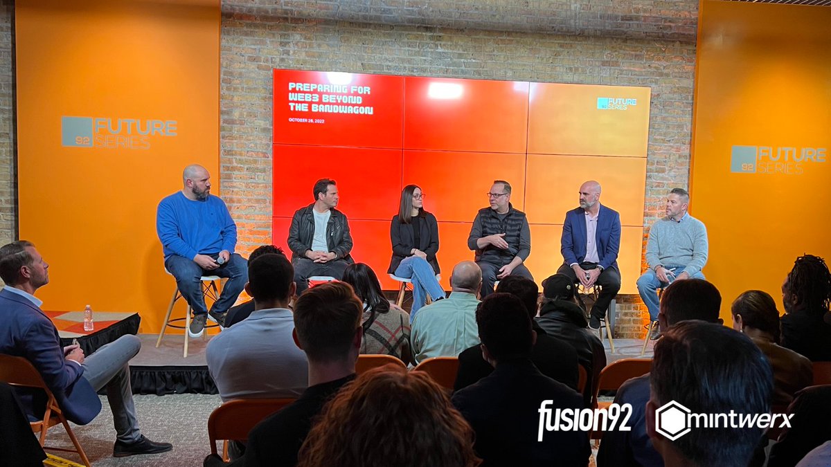 Thnx to all of our guests, our moderator <a href="/drjeremynft/">jeremy</a>  &amp; our panelists Preston Jones of <a href="/FutureGalerie/">Future Galerie</a> <a href="/camidarling/">cami</a> <a href="/jacobbeckley/">Jacob Beckley</a> <a href="/realadamcarlton/">Adam</a> &amp; <a href="/jeremydrane/">jeremy drane</a> for the great insights + energy at our #Web3 Future Series event last night!
@MintWerx @globaldca1 <a href="/FinTankChicago/">FinTank</a>