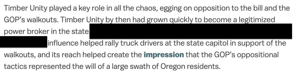 TimberUnity's tweet image. Today an article came out about our influence on the #orgov race. WOW what a compliment!! We are just ordinary people working to save Oregon. Here's a few of our favorite lines, please note the lies where blacked out. 

#orpol @ChristineDrazan