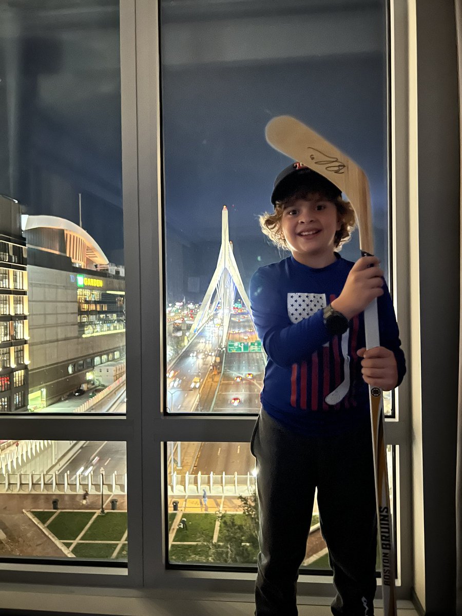 sablecuse's tweet photo. @bradmarchand made this little boys night tonight!!! Let’s go @NHLBruins 

Nothing like driving 6.5 hours to train with @StopItGoalies to then catch a @NHLBruins game to get tossed Brad Marchand’s twig!!! https://t.co/yiJpCnGQGf