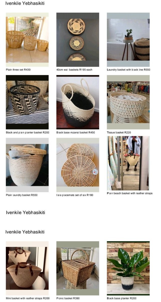 Ivenkile's tweet photo. Spoil yourself with these amazing handwoven baskets made from ilala plam grass. We are based in Durban and courier is available nationwide. Received free courier for all orders above R600. You may contact us on 0825620638 to place your orders https://t.co/5JnvVhaC6U