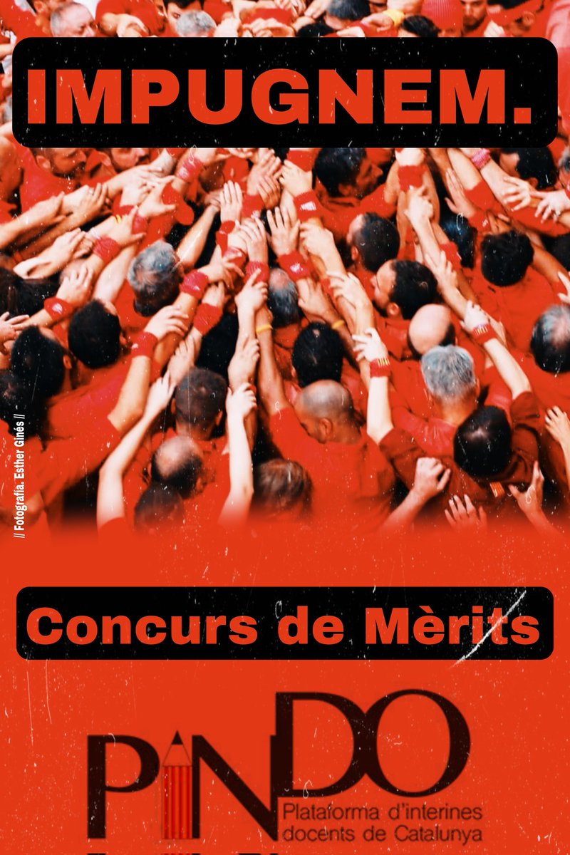 Interinos/as o impugnamos el timo concurso o nos vamos a la calle! Cualquier aportación es importante! <a href="/P_InDo/">PINDO.PLATAFORMA D'INTERINES DOCENTS DE CATALUNYA</a> <a href="/fijeza_arauz/">JAVIER ARAUZ #FIJEZAYA</a> 
⭕️ LÍMIT:
1 NOVEMBRE per aconseguir 15 candidats i 4000€ + COSTES (2000€ aprox).
Amb l'advocat JAVIER ARAUZ
Triodos Bank ES93 1491 0001 2130 0015 0425