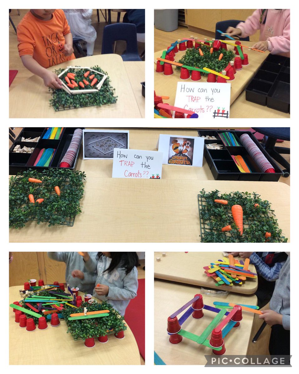 These creepy carrots were too early for Halloween! Our students helped Jasper the Rabbit build a fence to trap them #creepycarrots #KinderCarrotGarden