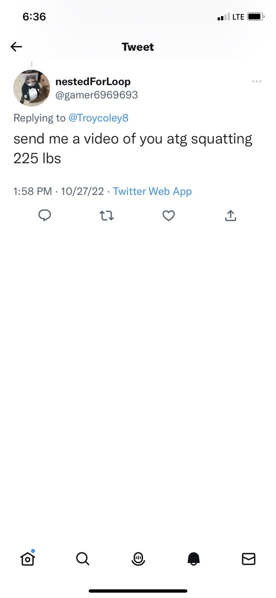 Troycoley8's tweet photo. Someone is asking me to send them a video of me squatting 225 lbs. I don’t feel safe giving this person what they want. https://t.co/AjCmD4iLqQ