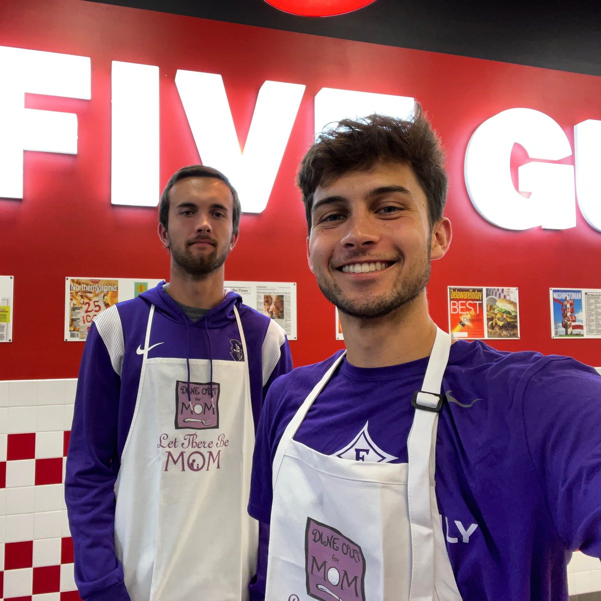 FurmanXC's tweet photo. DOFM at @FiveGuys with Josh & David!
#DOFM #LTBM #allinforashley https://t.co/vllatVd9wY