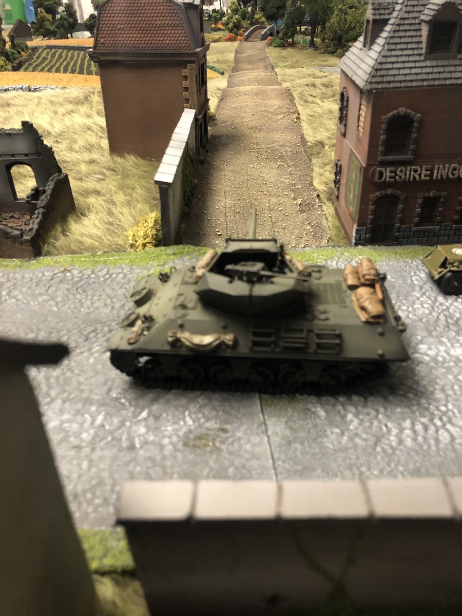 American tank destroyer keeps watch on the bridge