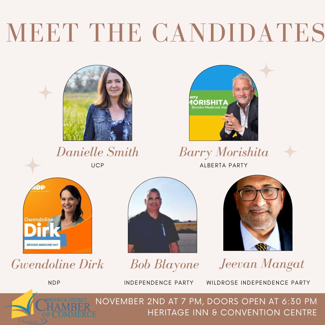#meetthecandidates #byelection2022 #brooksmedicinehatconstituency at Heritage Inn & Convention Centre November 2nd at 7 pm