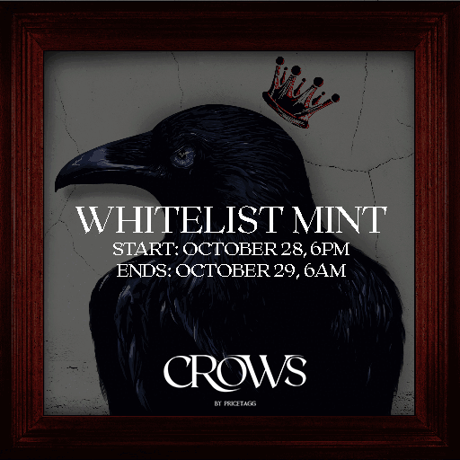 CrowsPricetagg's tweet photo. WHEN THE SUN GOES DOWN THE CROWS GOES UP!

WHITELIST MINTING LATER AT 6PM PH TIME 😈🔥

#ThisIsCrowsByPricetagg
#WeAreCrows https://t.co/N4PfDsTmzA