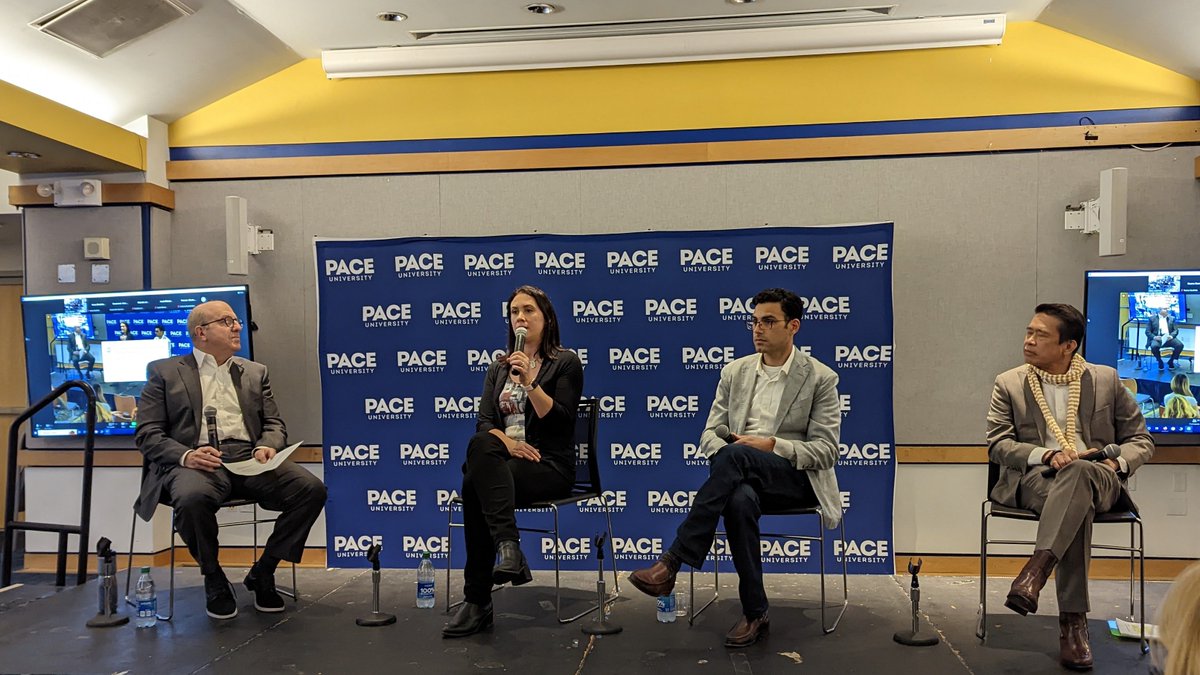 Excellent panel on the future/practice of the performing arts led by Marvin Krislov @PaceUniversity prez with @thesamgill of @DorisDukeFdn, Jennifer Holmes @jentheatre, and @batterydance Ambassador Chris Ramos! And thoughtful questions by the Pace students, too.