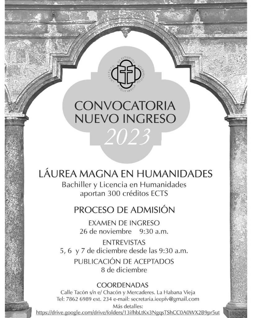 IEEPFV's tweet photo. El Instituto de Estudios Eclesiásticos P. Félix Varela lanza la Convocatoria de Nuevo Ingreso para el Curso 2023.

Más detalles: https://t.co/qoYhFcTB5i https://t.co/7MUlTdN4hX