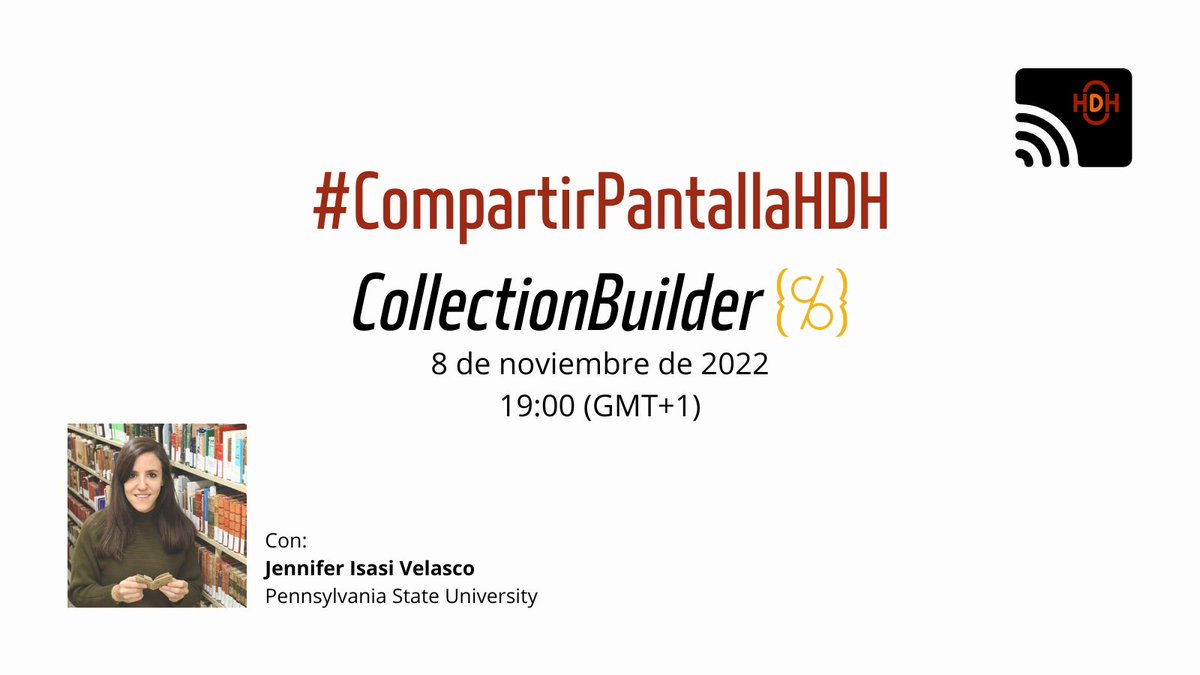 HDHispanicas's tweet photo. ¡Primera sesión #CompartirPantallaHDH🖥️!

Jennifer Isasi (@jenniferisve) nos mostrará #CollectionBuilder, una herramienta para crear exposiciones digitales dinámicas desde la metodología del #minimalcomputing.  

📅 Martes 8 de nov, 19:00 (GMT+1)
🔗 https://t.co/NwLdBfsxnm https://t.co/1pdJDkDo5I