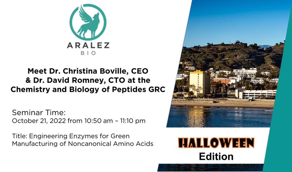 Aralez Bio (@aralezbio) on Twitter photo Aralez Bio co-founders <a href="/TinaBoville/">Tina Boville</a> and David Romney will be at the Peptide GRS and GRC next week! Join us for a panel discussion on Career Paths + a talk on Aralez Bio's latest research in #aminoacids. Aralez Bio co-founders <a href="/TinaBoville/">Tina Boville</a> and David Romney will be at the Peptide GRS and GRC next week! Join us for a panel discussion on Career Paths + a talk on Aralez Bio's latest research in #aminoacids.