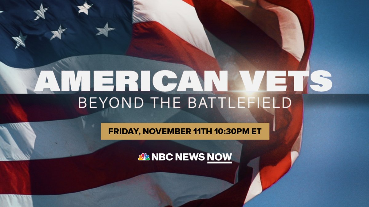 NBCNewsNow's tweet photo. On November 11th @LBustamanteNBC and@LlamasNBC host a #VeteransDay special that gives us an intimate look at the Veteran experience.

Watch "American Vets: Beyond the Battlefield" at 10:30pm ET at https://t.co/U4UZMH5vN5 or on your streaming service. https://t.co/MYrgvWlaow